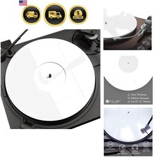 White Acrylic Turntable Mat - Platter Slipmat for 12" Vinyl Vintage Record Pl...