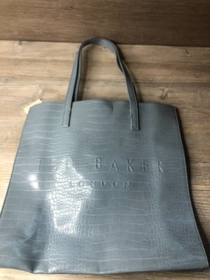 Ted Baker London THE ICON Seacon Tote Bag Powder Sky Blue Croc Embossed NEW