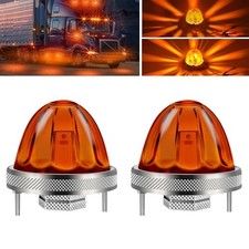 2Pcs Glass Watermelon Lights LED Red Lens Side Marker Turn Signal Lights Amber