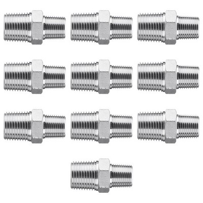 10 Pack Hydraulic Hose Fittings, 3/8'' NPTF Male x 1/2'' NPTF Male with Protection
