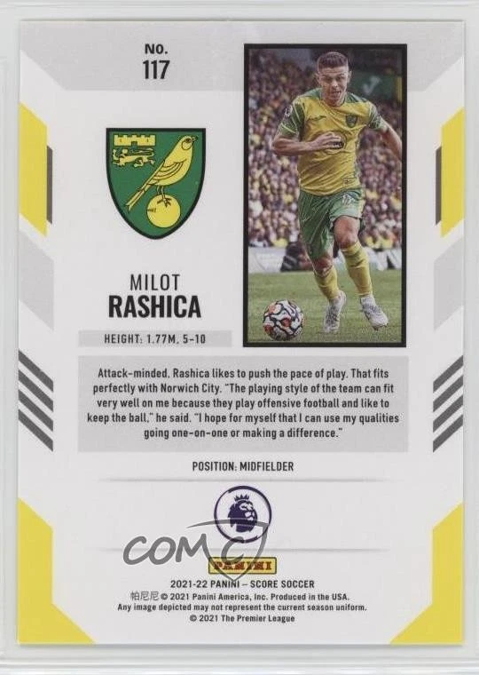 2021-22 Panini Score Premier League Milot Rashica #117 - Image 2 of 2