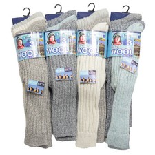 LADIES CHUNKY THERMAL WARMTH-WINTER LONG-WOOL BOOT-WALKING HIKE SOCKS Lot