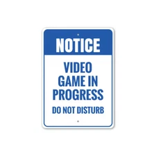 Notice: Video Game in Progress, Man Cave Sign, Game Room Sign, Gamer Metal Sign