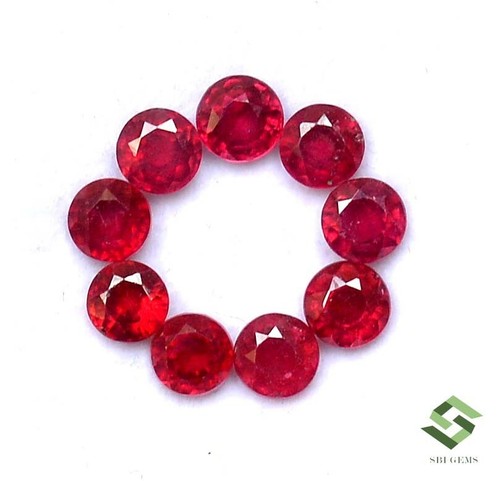 5 mm Natural Ruby Round Cut Lot 09 Pcs 7.41 CTS Calibrated Loose Gemstones GF - 第 1/8 張圖片