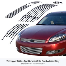 Fits 2006-2013 Chevy Impala W/ Fog Lights Stainless Billet Grille Insert Combo
