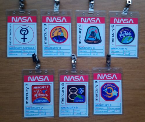 Programa Mercury de la NASA - Juego de insignias de identificación con clip colección de utilería - Imagen 1 de 10