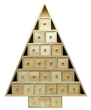 20 Inch Tall Christmas Tree Shaped Advent Calendar, 24 Drawers, Unfinished, DIY