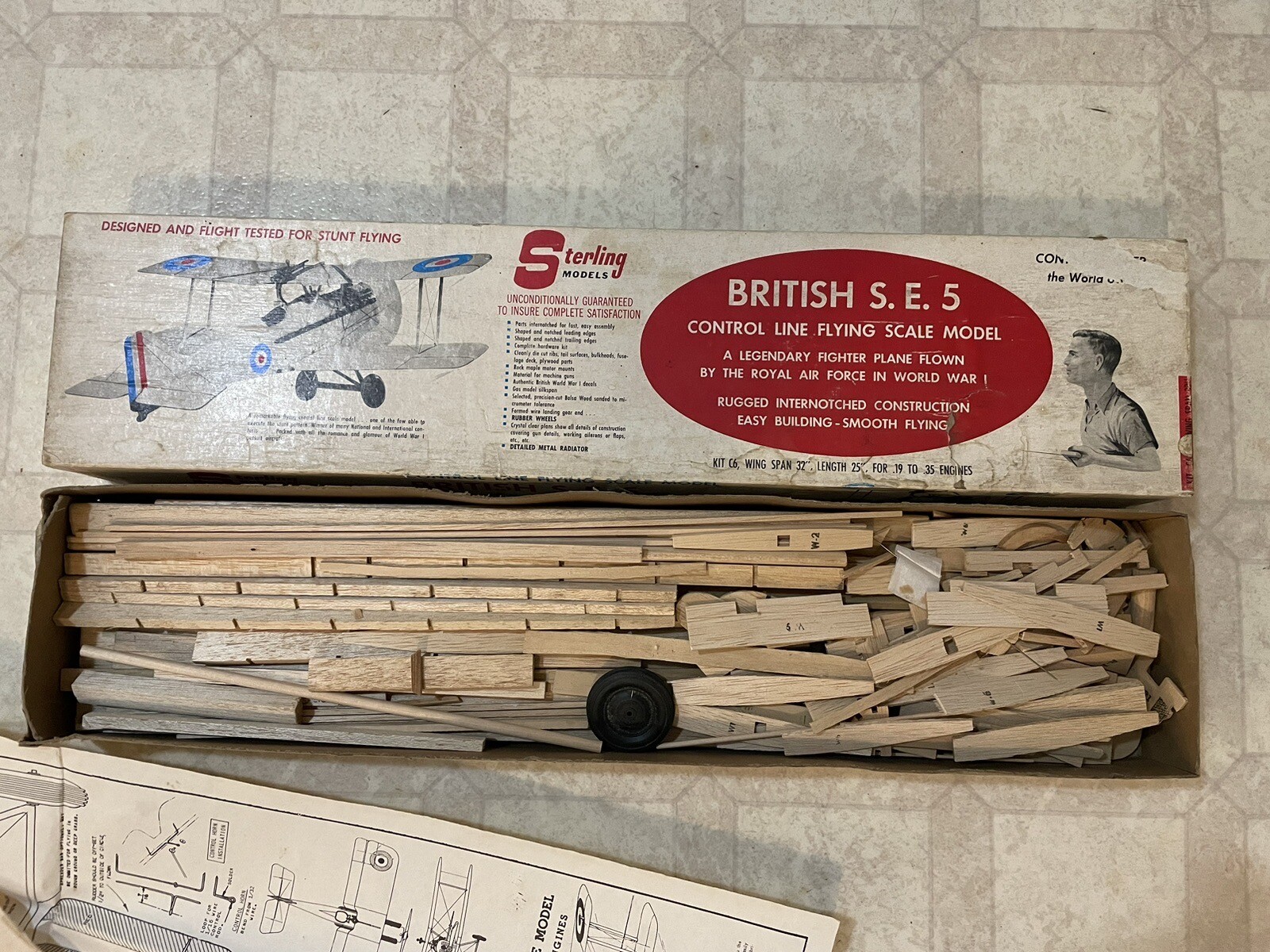 Sterling British S E 5 C/l Control Line Model airplane Kit eBay