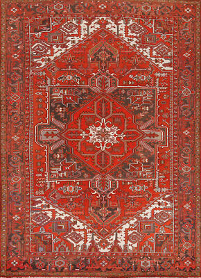 Vegetable Dye Rust Wool Heriiz Hand-knotted Traditional Living Room Rug 8x11