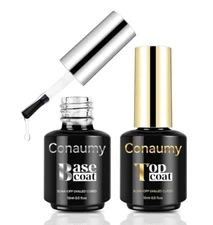 2PC top and base coat nail polish shine finish no wipe gel long lasting UV gel