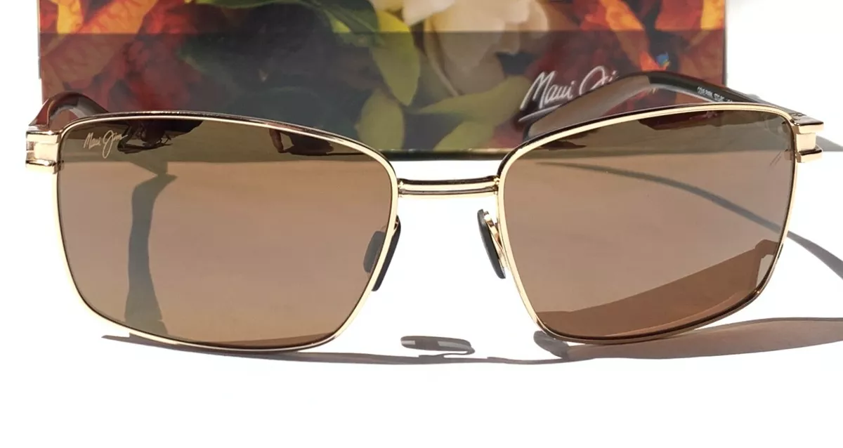 NEW Maui Jim COVE PARK Gold Black Sunglasses POLARIZED Brown GLASS lens H531 16