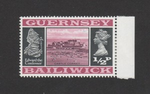 Guernsey Bailiwick 1/2 p Edward the Confessor, Hinged on  Margin