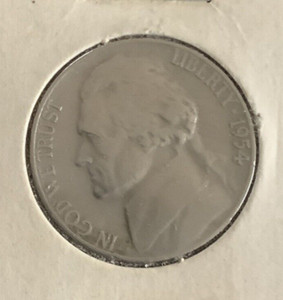 1954 P Jefferson Nickel US 5 Cent Coin