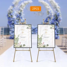2pcs Golden Wedding Easel Stand Art Exhibition Car Show Gold Frame Display Stand