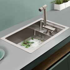 Single Bowl Bar Kitchen Laundry Sink Set Stainless Steel Hidden Folding Faucet