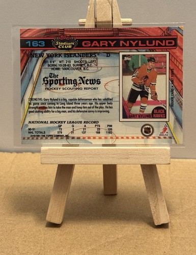 1991-92 Topps Stadium Club - #163 Gary Nylund New York Islanders - Picture 2 of 2
