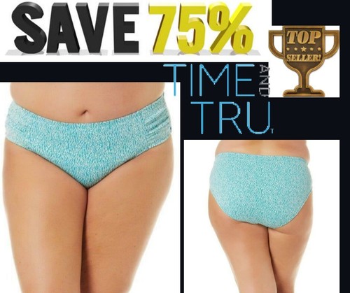 Time And Tru Womens 3X 24W-26W Green O-Ring BIKINI BOOTOM Turquoise Cove NWT - Picture 17 of 24