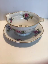 Haviland Chantilly Gravy Boat or Sauce Bowl w Underplate Pristine