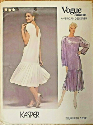 VOGUE #1512 ''FLAPPER'' DRESS American Designer - Kasper - VOGUE 1512 Size 8 UNCUT