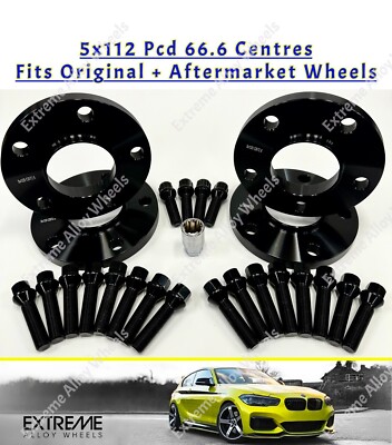Alufelgen Spurverbreiterung 15mm schwarz + Schlösser passend für BMW 8er F91 F92 G14 G15 G16 66,6