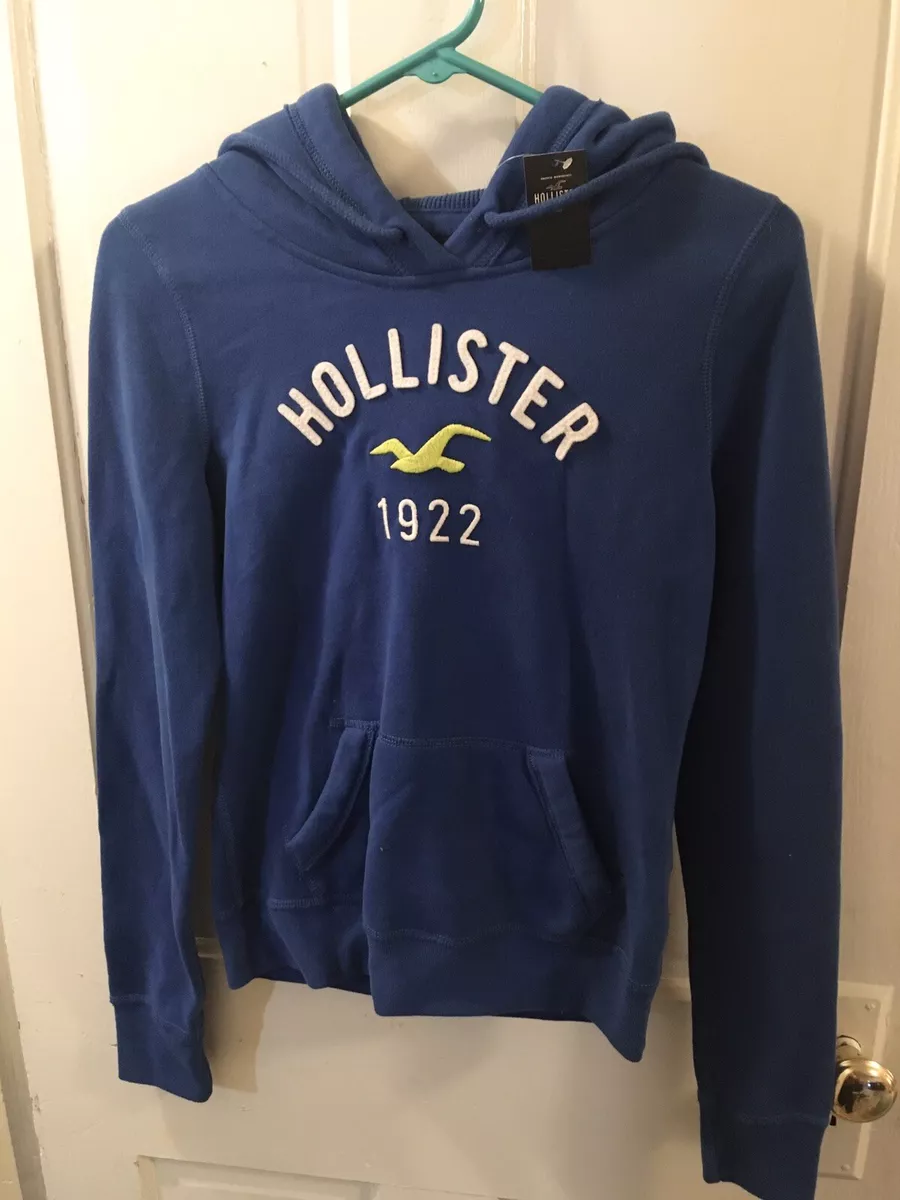 NWT Y2K 2000s WOMEN’S HOLLISTER HOODIE SWEATSHIRT COTTON COBALT BLUE SIZE  SMALL