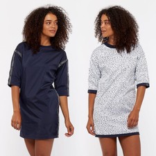 NWT Adidas Women's Reversible NMD T-Shirt Dress Navy/White Dotted Size LARGE