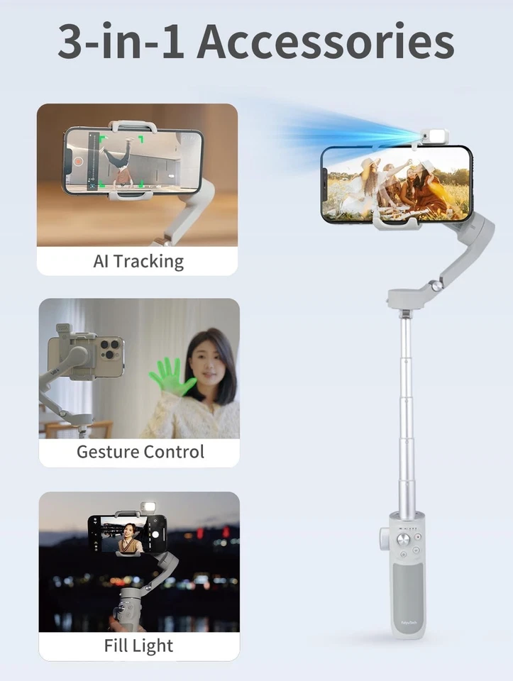 Feiyu VB4 AI Tracking Gimbal for Smartphone with Fill Light & AI Tracker Module - Image 3 of 4