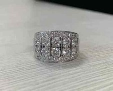 Men's Cluster Ring 2.3Ct Round Cut Lab Created Diamond 14K White Gold Plated