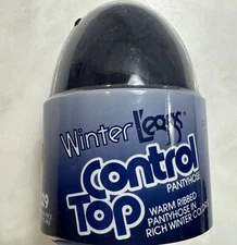 Leggs Egg Pantyhose WINTER LEGGS Ribbed NAVY blue Control Top Sz B Made In USA