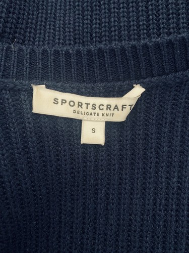 Sportscraft Wrap Cardigan Size S Navy Blue Wool Blend Heavy Knit Long Sleeve - Picture 12 of 14