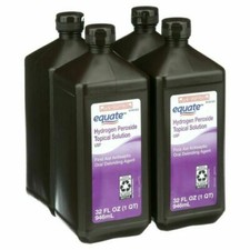 Equate 3 Hydrogen Peroxide Liquid Antiseptic - 32 fl oz, Pack of 4