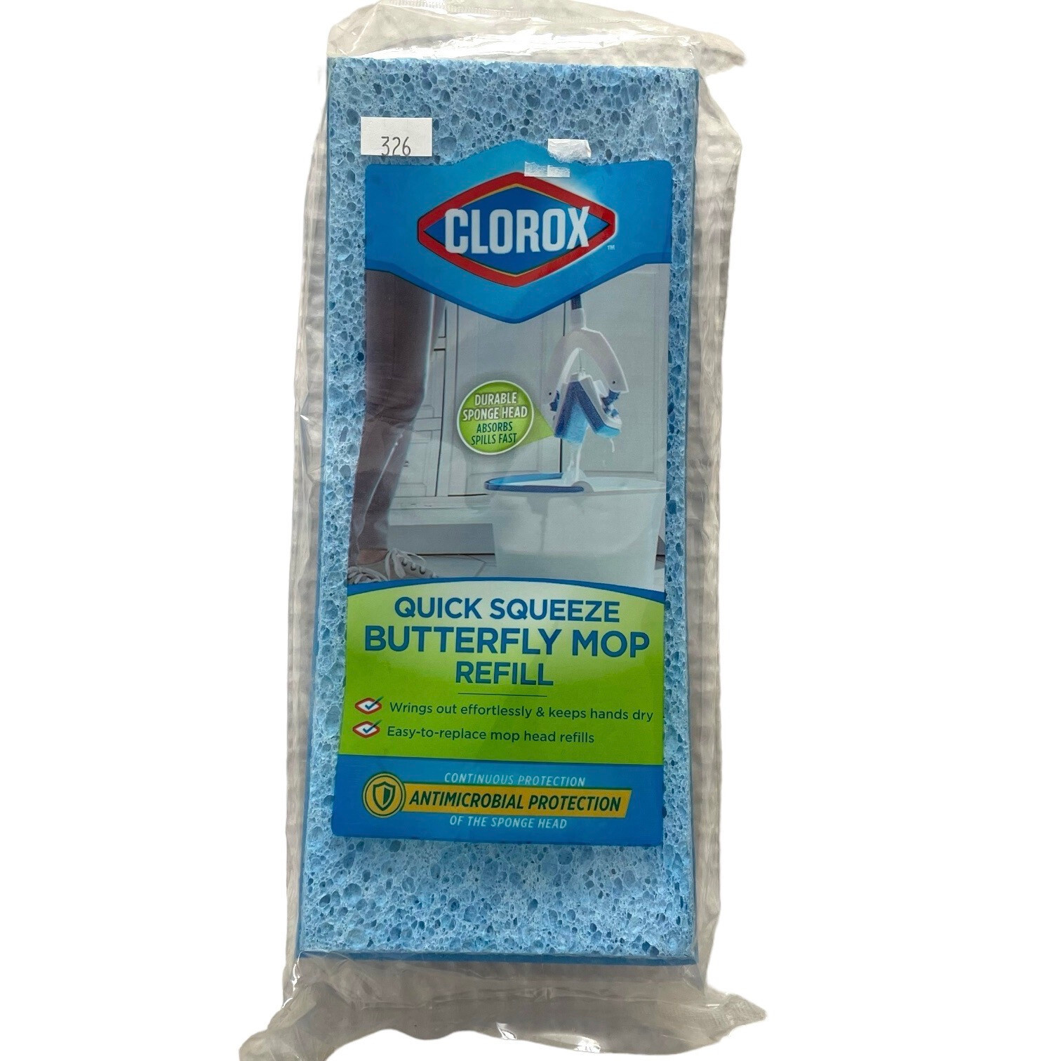 Clorox Quick Squeeze Butterfly Mop Refill Sponge Head Antimicrobal