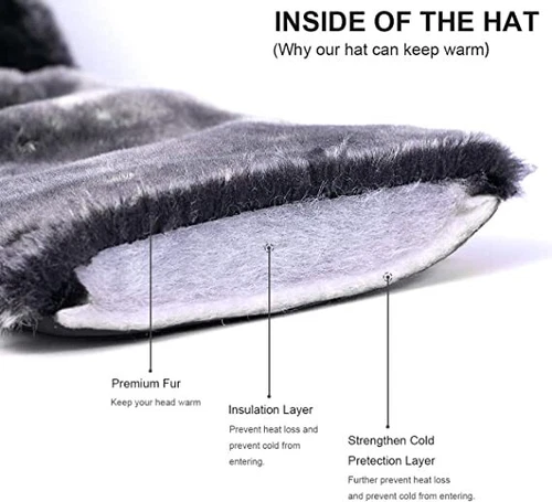 Winter Outdoor Trapper Hats Face Mask Fur Warm Russian Aviator Thermal Ski Caps - Picture 8 of 9