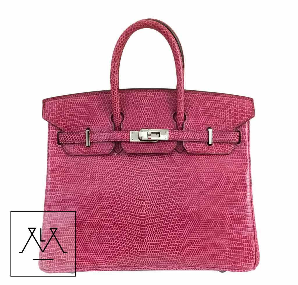 Hermes Birkin Bag 25cm Lizard Exotic Skin Fuchsia Pink PHW - 100% Authentic