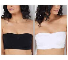Breezies Set of 2 Strapless Underwire Bandeau Bras, Black/White Medium A378605