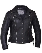 Unik International Ladies Premium Leather Studded Motorcycle Jacket 3XL