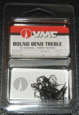 VMC 9650 Round Bend Treble Hooks Size 8 - Pack of 25 9650BN-08 Black Nickel