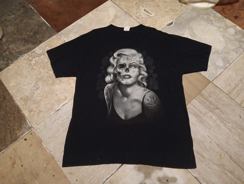 Vtg Fruit of the Loom Misfits Marilyn Monroe Skull Illusion Skeleton T-Shirt XL