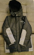 Nautica Boys Black Grey Full Zip Hooded Coat Size Small 8 Worn Once