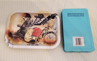 OCB 7.5'' Metal Rolling Tray Motorcycle Limited Series + Bugler Paper Tin 