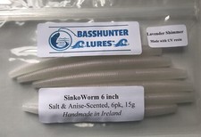 Bass Hunter Lures Sinko Worm 6 Inch Lavender Shimmer 15g Scented Bass Lure 6 Pk