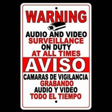 Cctv Warning Security Audio Video Surveillance Camera Sign / Decal English