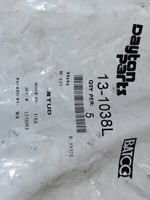 Dayton Products 13-1038L Stud - Wheel - X5 New Lot In Bag Made In    USA