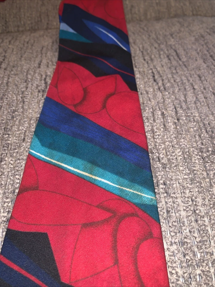 Gravata masculina vintage corneta menino anos 90 vermelha - Imagem 3 de 4