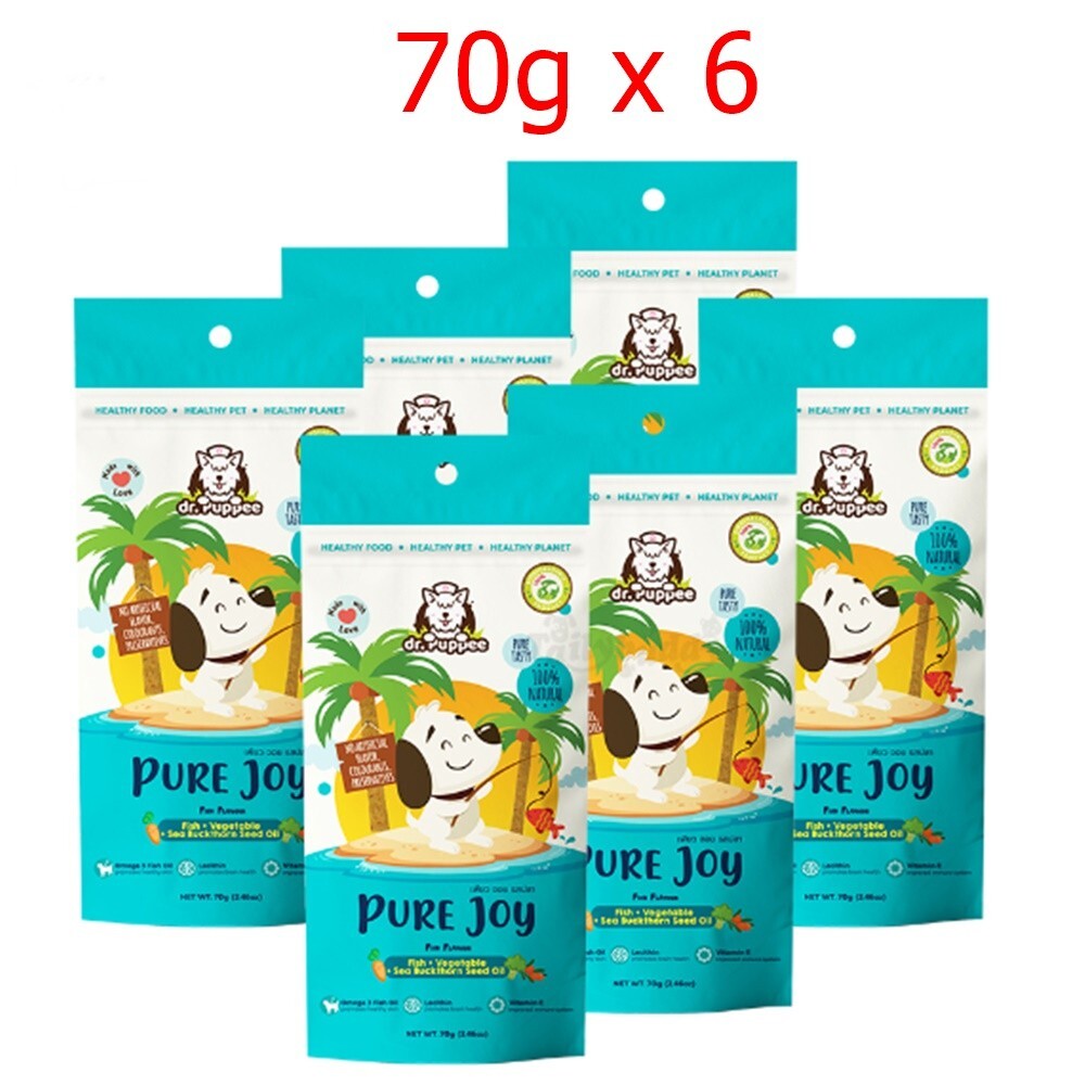 6 x 70g PURE JOY Fish+Vegetable+Sea Buckthorn Seed Oil, Dog 