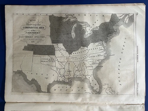 Harper's Weekly 2-23-1861 MAP OF THE NORTH AND SOUTH Jeff Davis LINCOLN SPEECHES