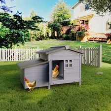 Outdoor Wooden Chicken Coop with Asphalt Roof Pull-Out Tray Nesting Box