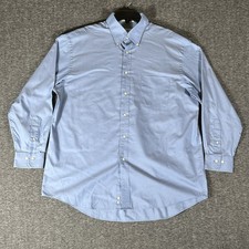 Enro Ultra Pinpoint Button Down Shirt Men's 17.5 34/35 Blue Long Sleeve