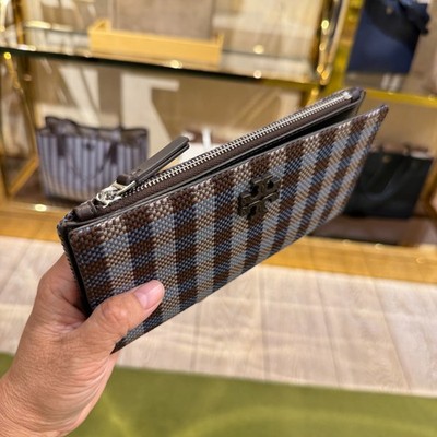 Tory Burch Blake Slim Wallet 177030 Blue Multi Woven Nylon $270 | eBay
