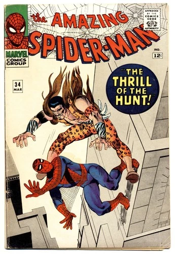 Amazing Spider-man #34 G, Kraven, Stan Lee, Steve Ditko, Marvel Comics 1965
